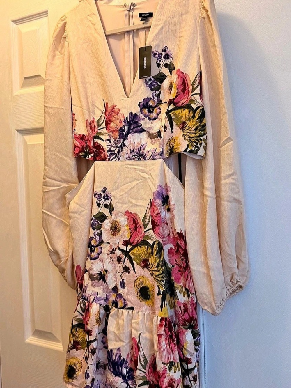 Express Floral Mini Dress - White & Multicolor